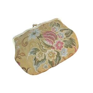 Vintage Neiman Marcus Coin Pouch Purse Tapestry Flower Mini Bag Made In Italy